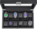 Watch Box Organizer 12 Watch Case for Men - Carbon Fiber Display