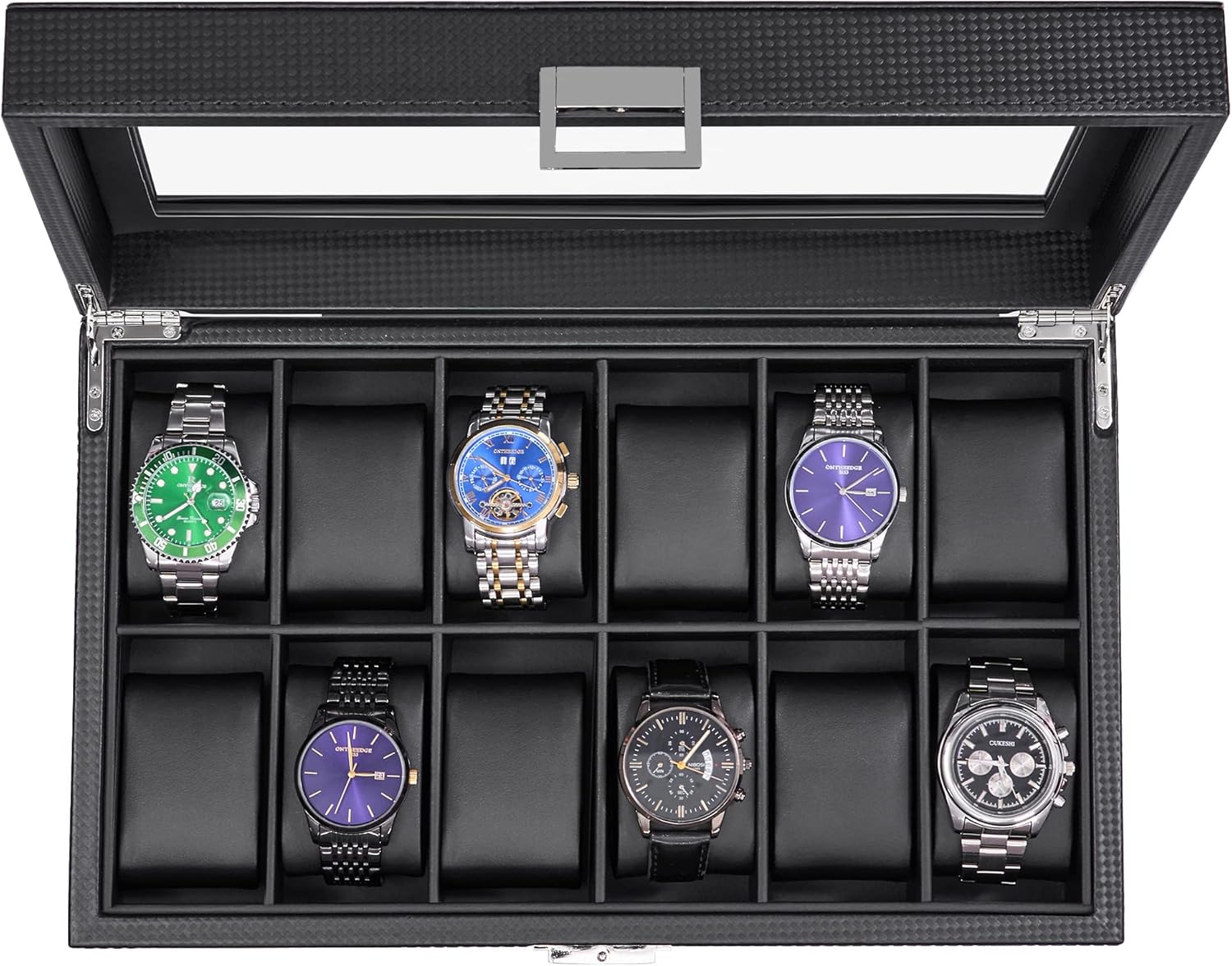 Carbon Fiber Watch Case - Showcase 12 Watches!