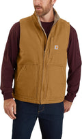 Carhartt Men's Washed Duck Mock Neck Vest - Sherpa Lined for Cold Work