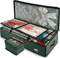 Gift Wrap Storage Container with Ribbon Organizer - Compact Holiday