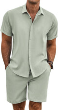 COOFANDY Men's Summer Beach Outfits 2 Piece Linen Set - Breezy