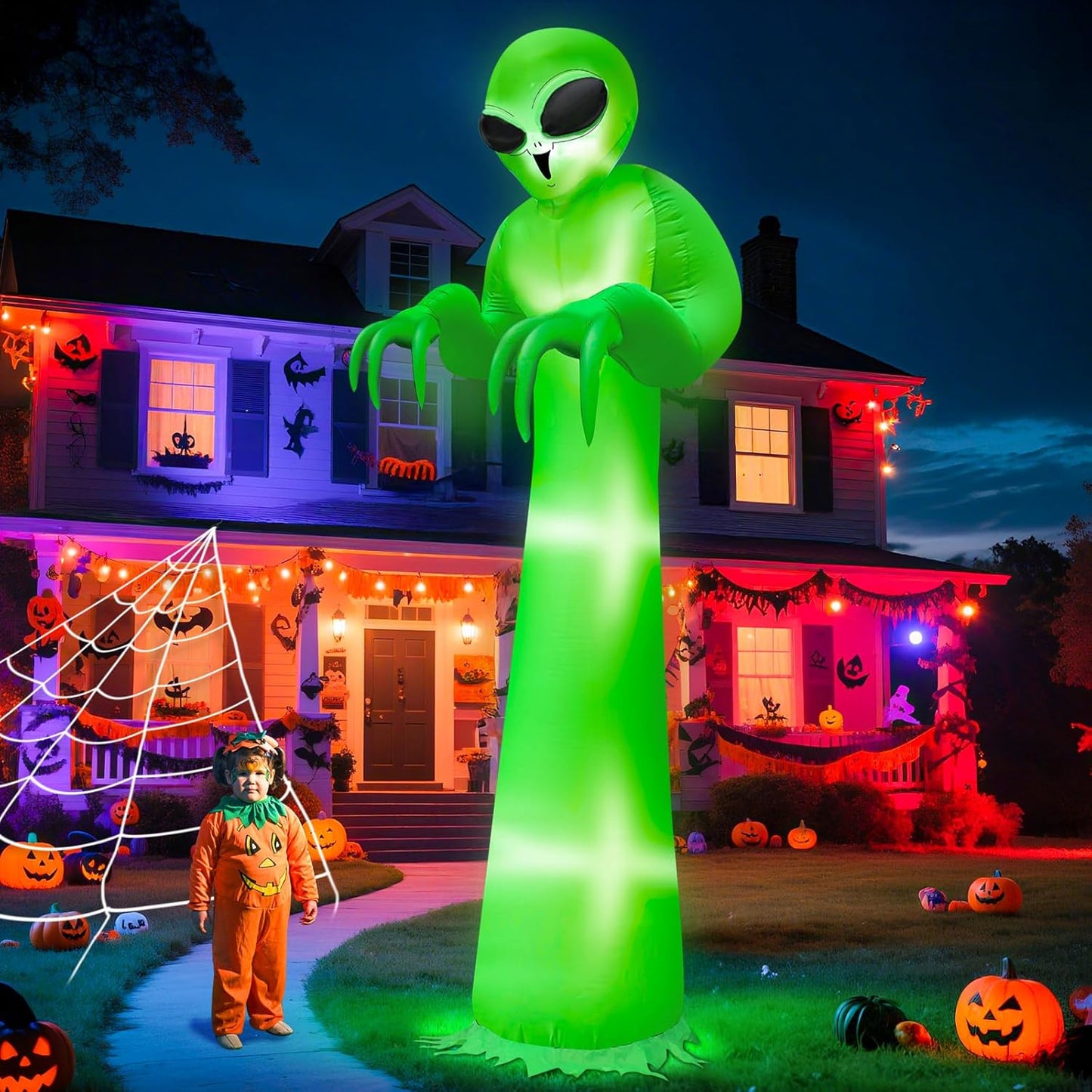 12 Ft Halloween Inflatable Alien Decoration with LED Lights