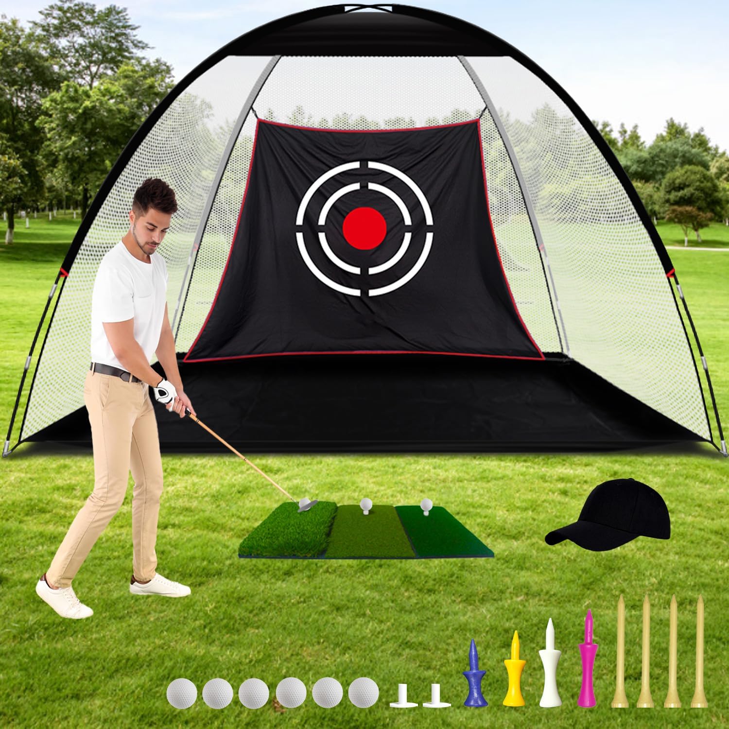 Golf Hitting Net for Indoor Outdoor Practice - 10x7ft & 12x7ft