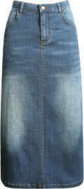 Comfortable A-Line Maxi Denim Skirt for Women's Everyday Wear