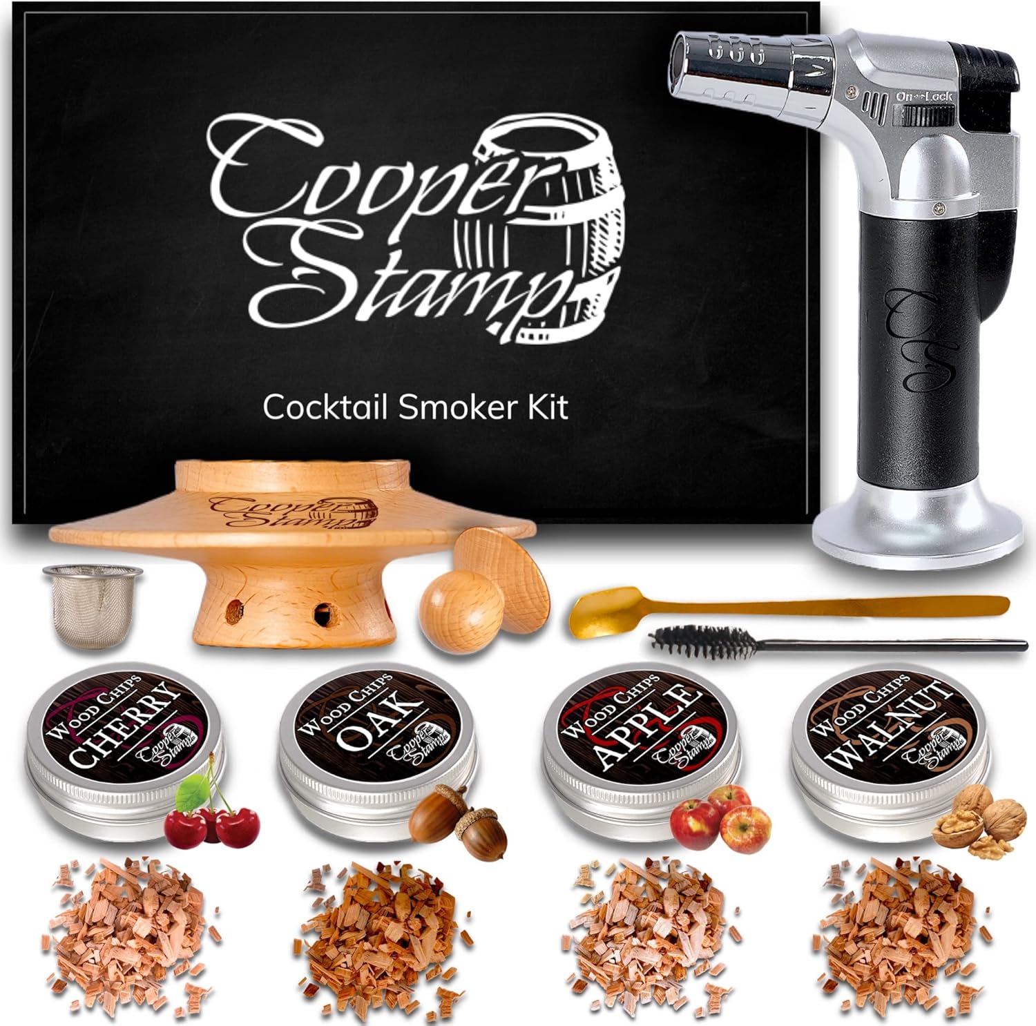 Premium Cocktail Smoker Kit - 4 Wood Chips - Gift for Him