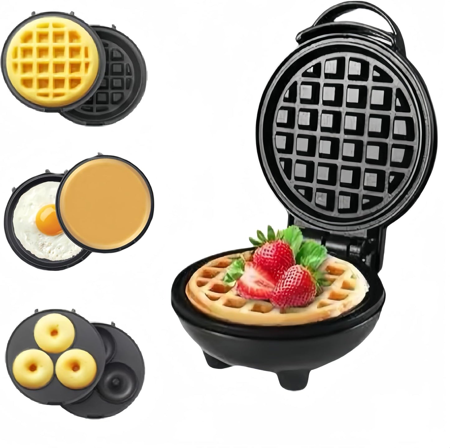 3-in-1 Mini Waffles Maker - Make Waffles, Donuts, Pancakes - Easy Clean - Holiday Gift