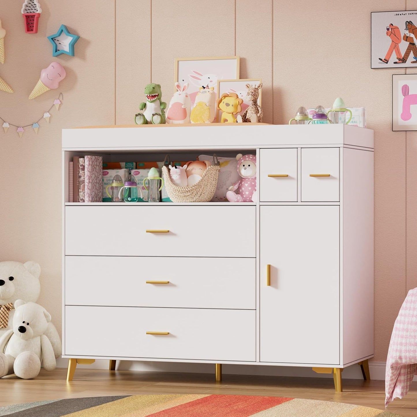 PAKASEPT Changing Table with Drawers for Modern Nurseries