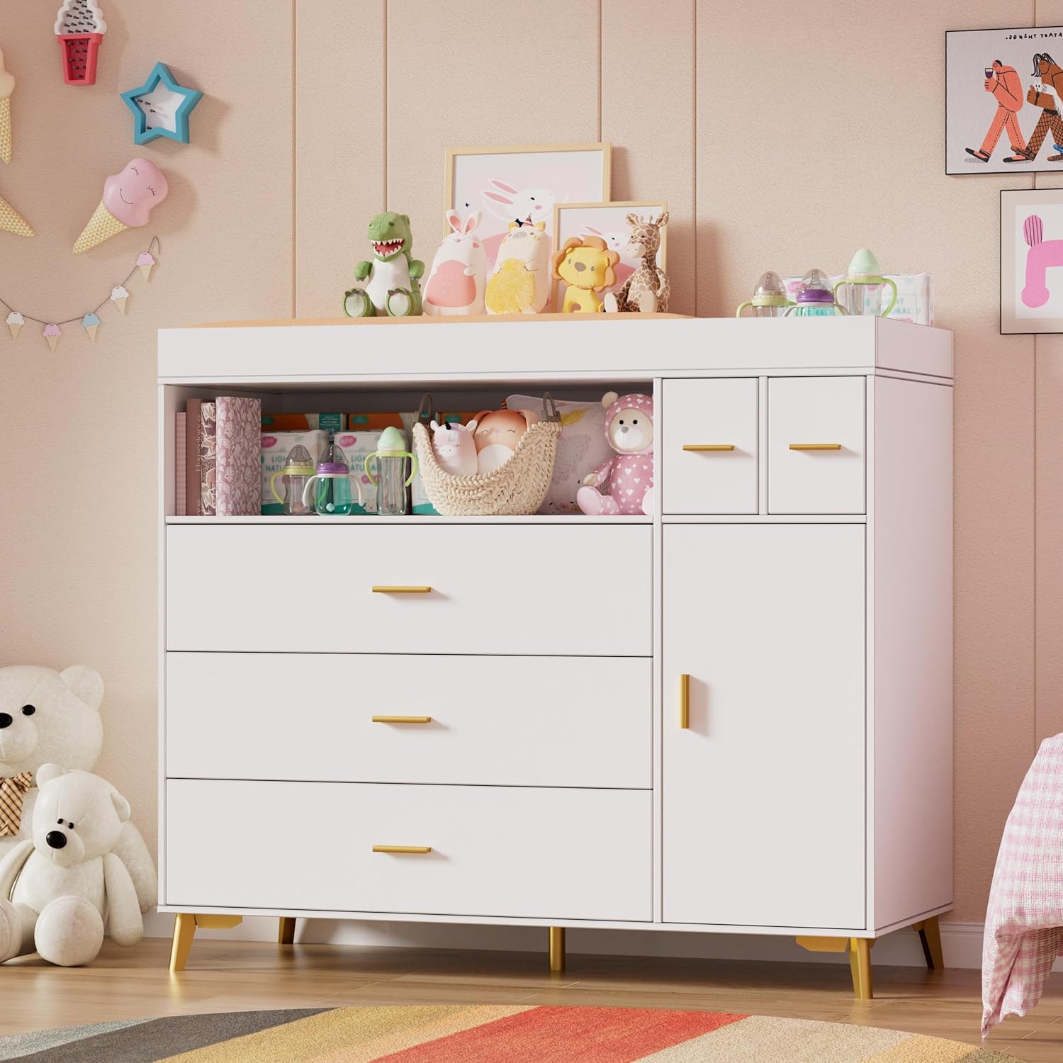 PAKASEPT Changing Table with Drawers for Modern Nurseries