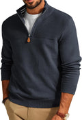 Mens Quarter Zip Sweater Slim Fit Casual Pullover - Soft, Versatile