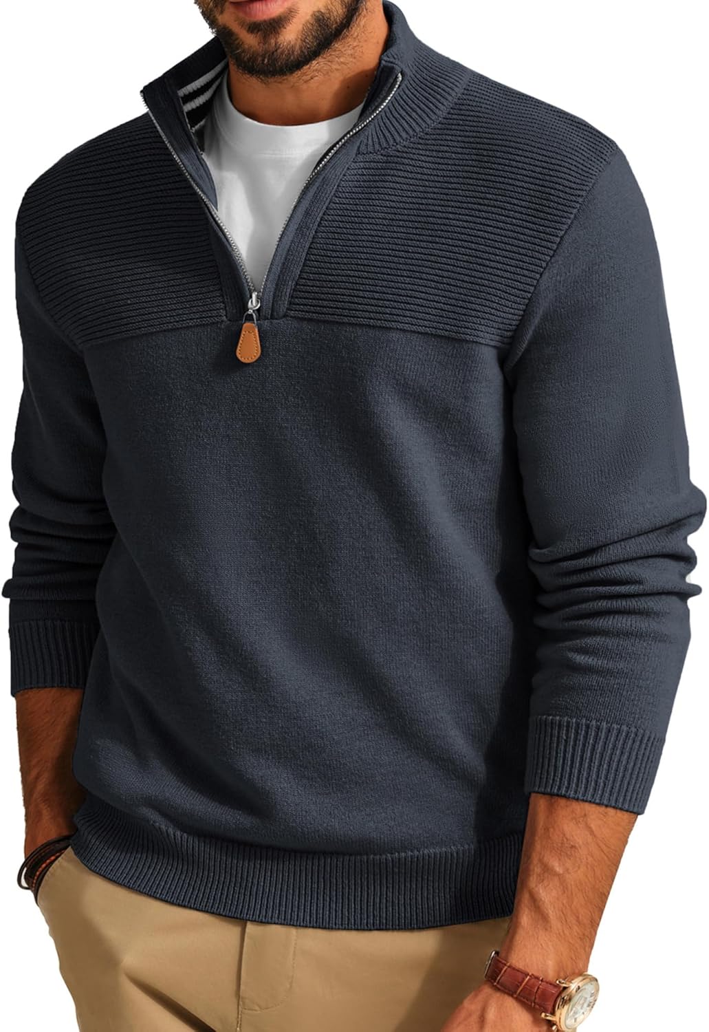 PJ PAUL JONES Men's Quarter Zip Sweater for Casual Style