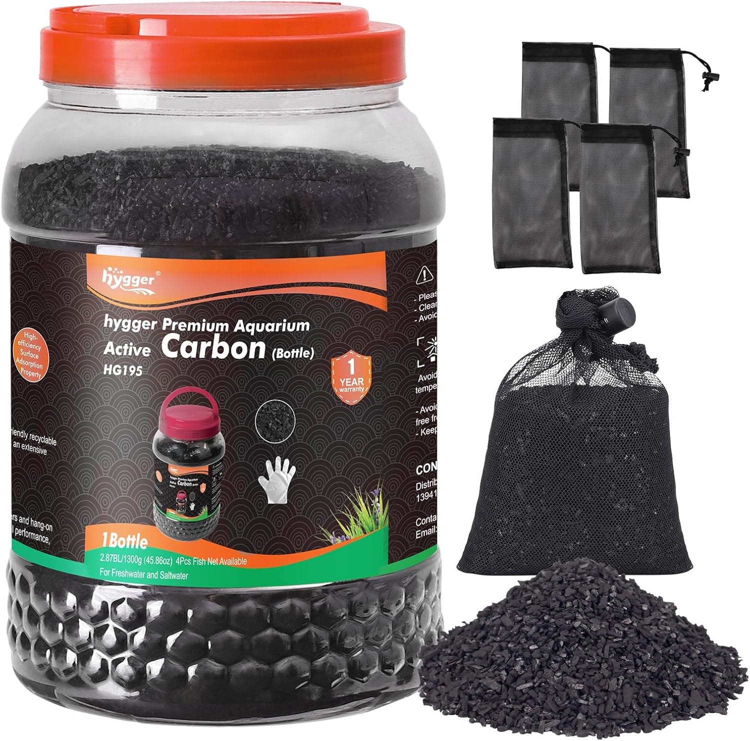 hygger Aquarium Activated Carbon for Freshwater and Saltwater Tanks