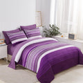 KAKIJUMN 7 Piece King Size Bed in a Bag Purple Comforter Set