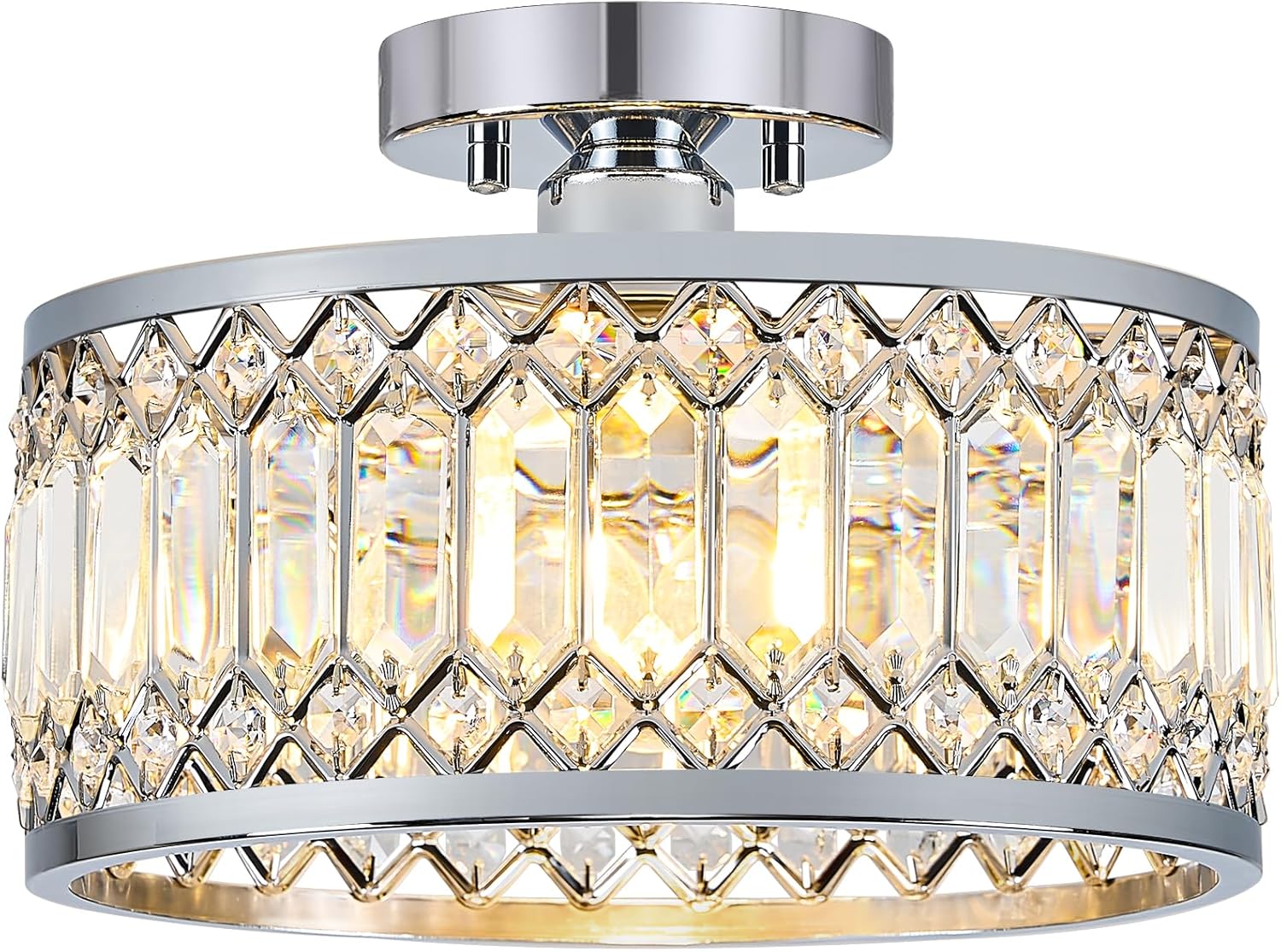 Crystal Chrome Ceiling Light Fixture for Modern Home Decor