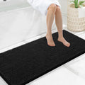 Chenille Bathroom Rug 47x20 in Black - Extra Soft Absorbent Mat