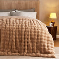 Lotus Karen Queen Size Faux Fur Blanket Khaki - Ultra Soft Cozy Throw