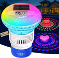 FineBud Upgrade Pool Chlorine Floater with Thermometer - Solar Lighted