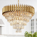 Modern Crystal Chandelier for Dining Room - Luxurious Gold Design