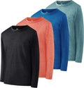 Boys Youth Long-Sleeve Dry-Fit Athletic T-Shirt 4 Pack - Moisture
