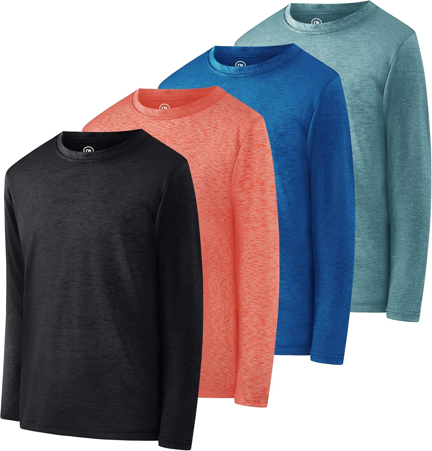 Boys Youth Dry-Fit Long-Sleeve T-Shirt 4 Pack for Active Wear