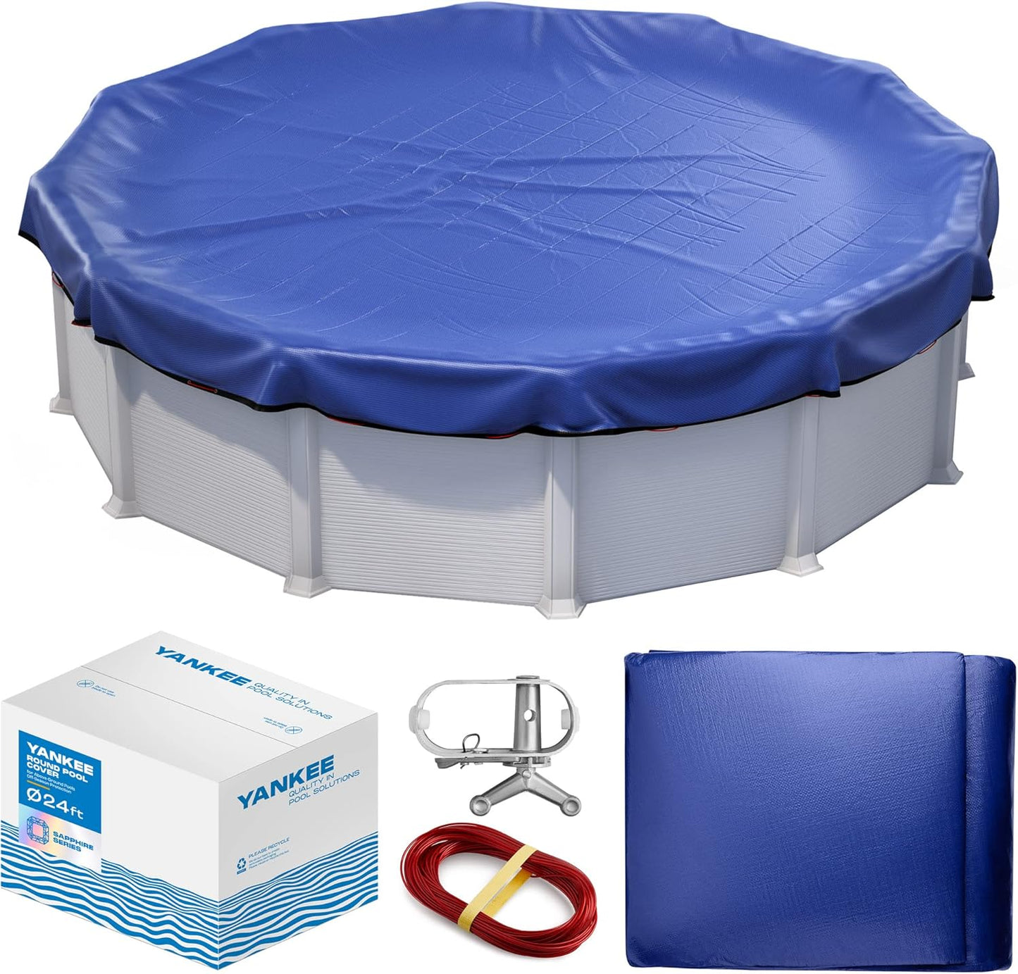 Winter Pool Cover 24 ft Round for Above Ground Pools - Durable