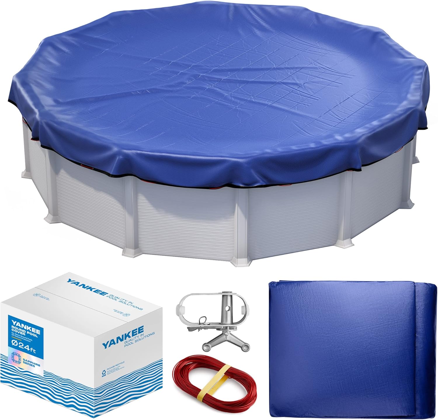 Winter Pool Cover 24 ft Round for Above Ground Pools - Durable