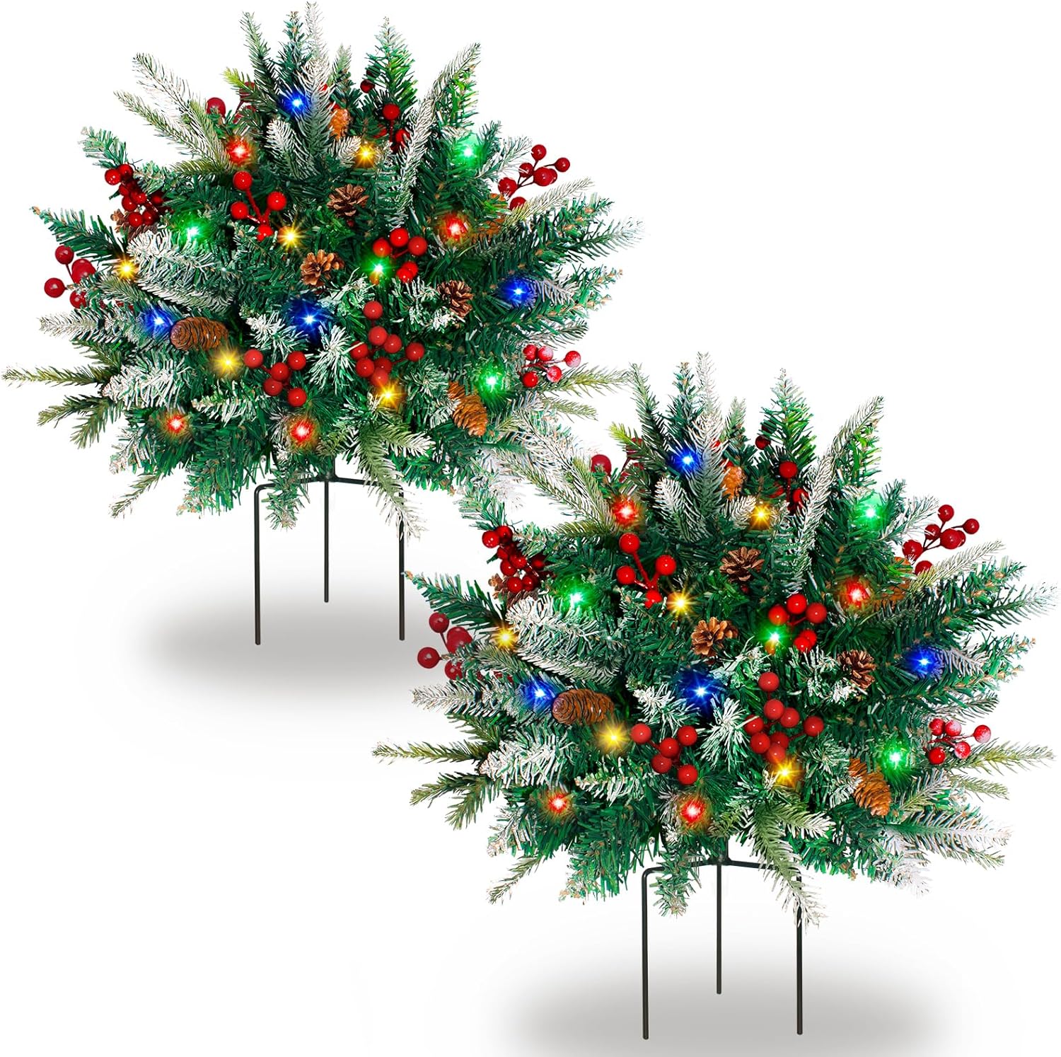 Lighted Artificial Christmas Urn Filler with 60 LED Lights