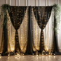 30ft x 10ft Black Backdrop Curtain with Lights String - Photo Party