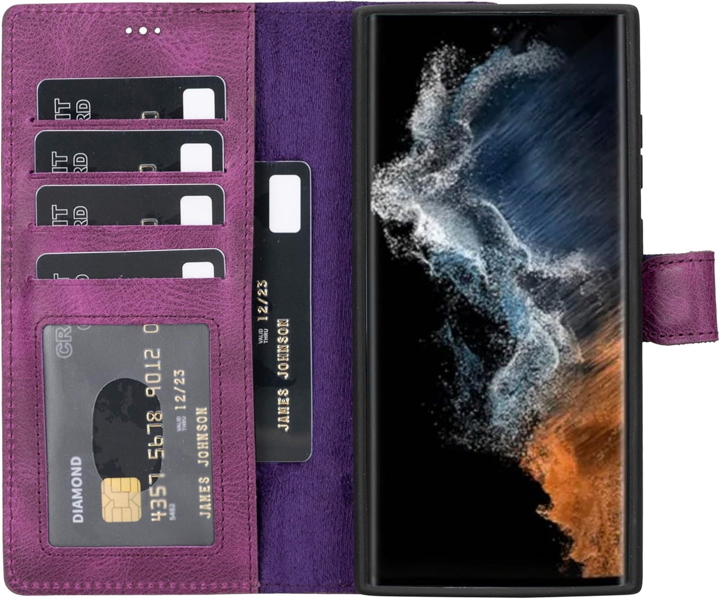 Genuine Premium Leather Handmade Wallet Case for Galaxy S25 Ultra