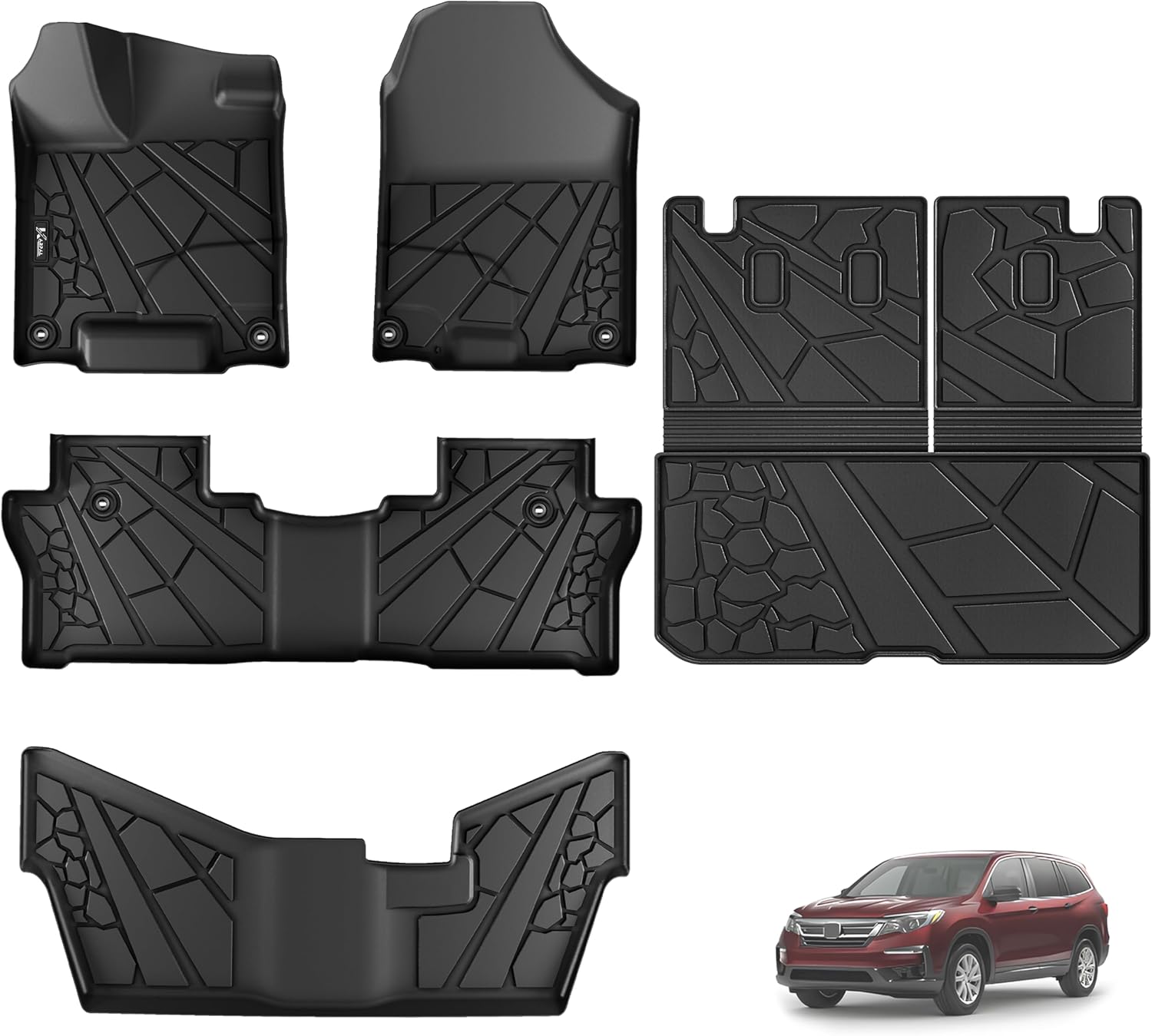 KARPAL Floor Mats for Honda Pilot 2016-2022, All Weather Protection