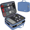 Tech Organizer Bag for Travel - Double Layered, Water-Resistant, Blue