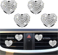 Heart-Shaped Rhinestone Car Vent Clips (4PCS) - Shiny Interior Accent