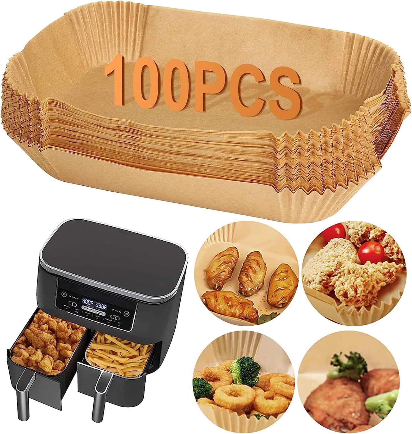 Bamutu 100PCS Air Fryer Liners - Oil/Water Proof!