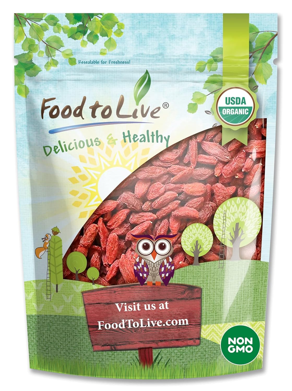 Organic Goji Berries - Large, Juicy, Non-GMO, Vegan Snack