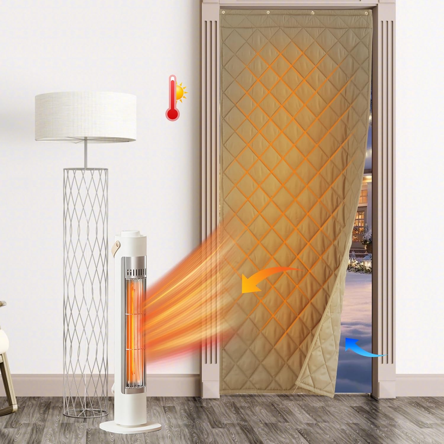 RYB HOME Thermal Insulated Door Curtain for Winter Comfort