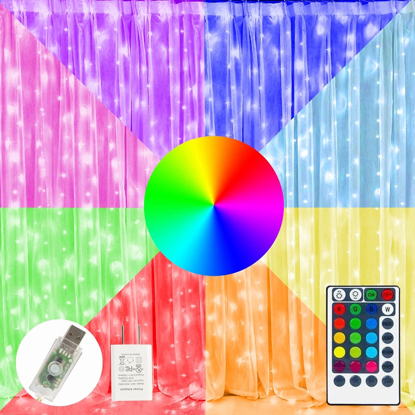 Colorful Curtain Lights with Remote Control