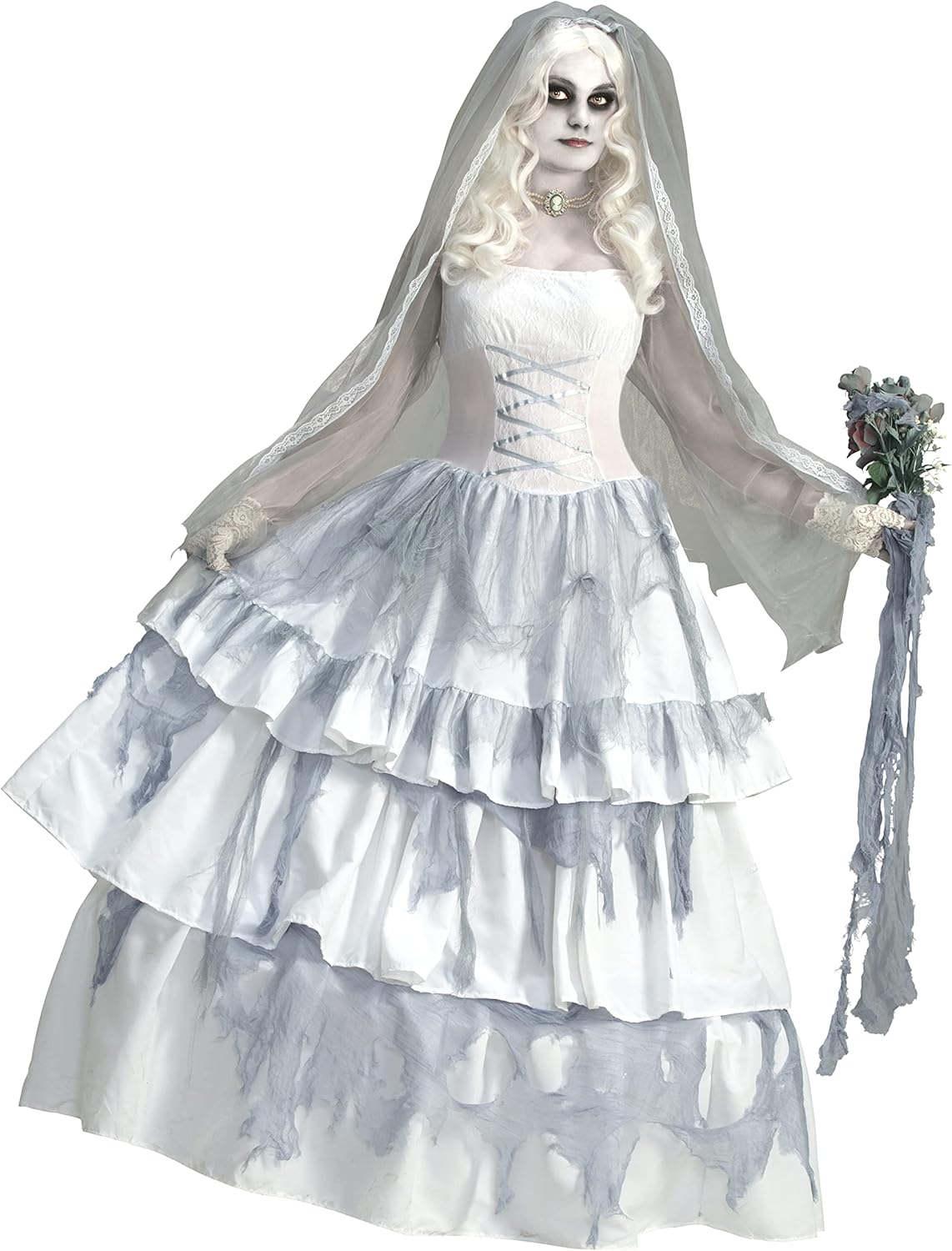 Deluxe Victorian Ghost Bride Costume for Spooky Occasions