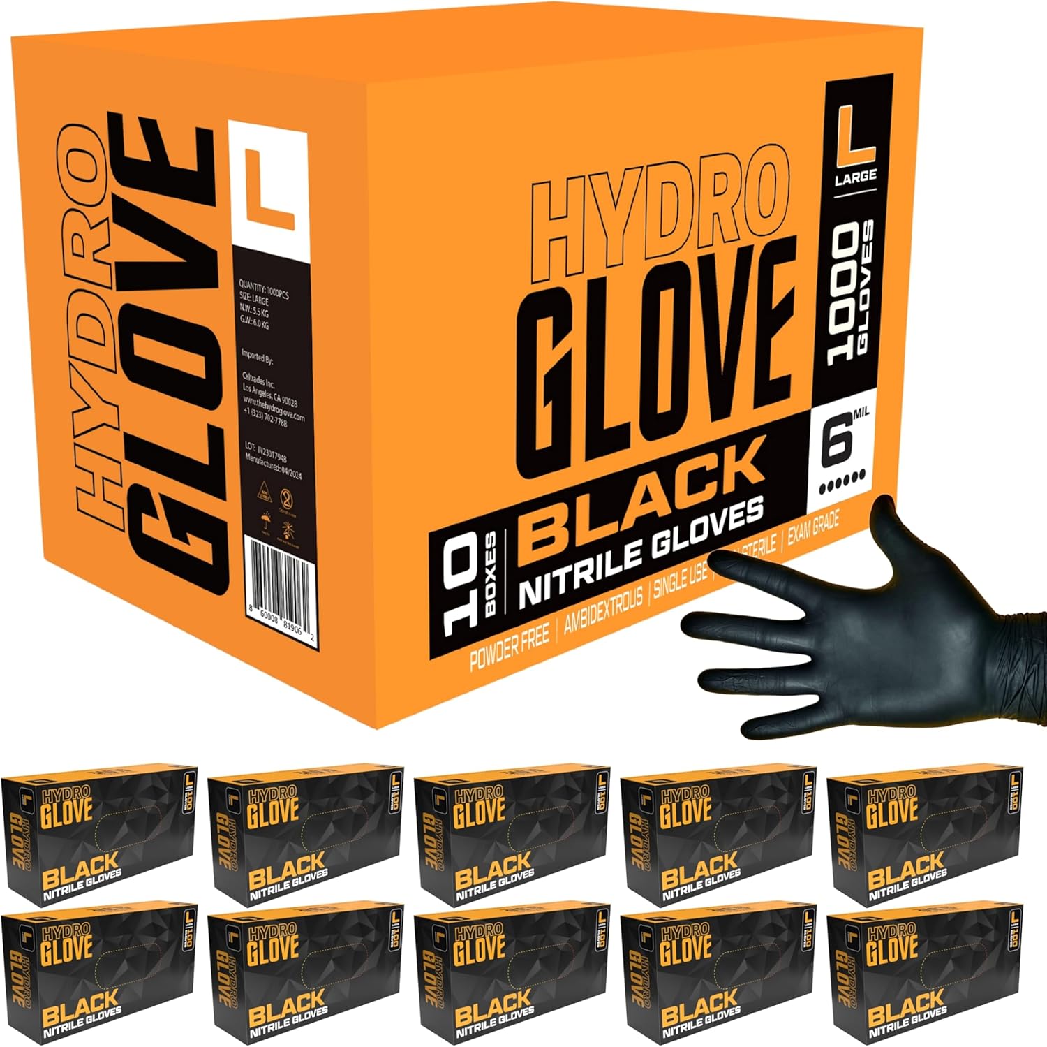 5-6 Mil Heavy Duty Black Nitrile Gloves for All Uses