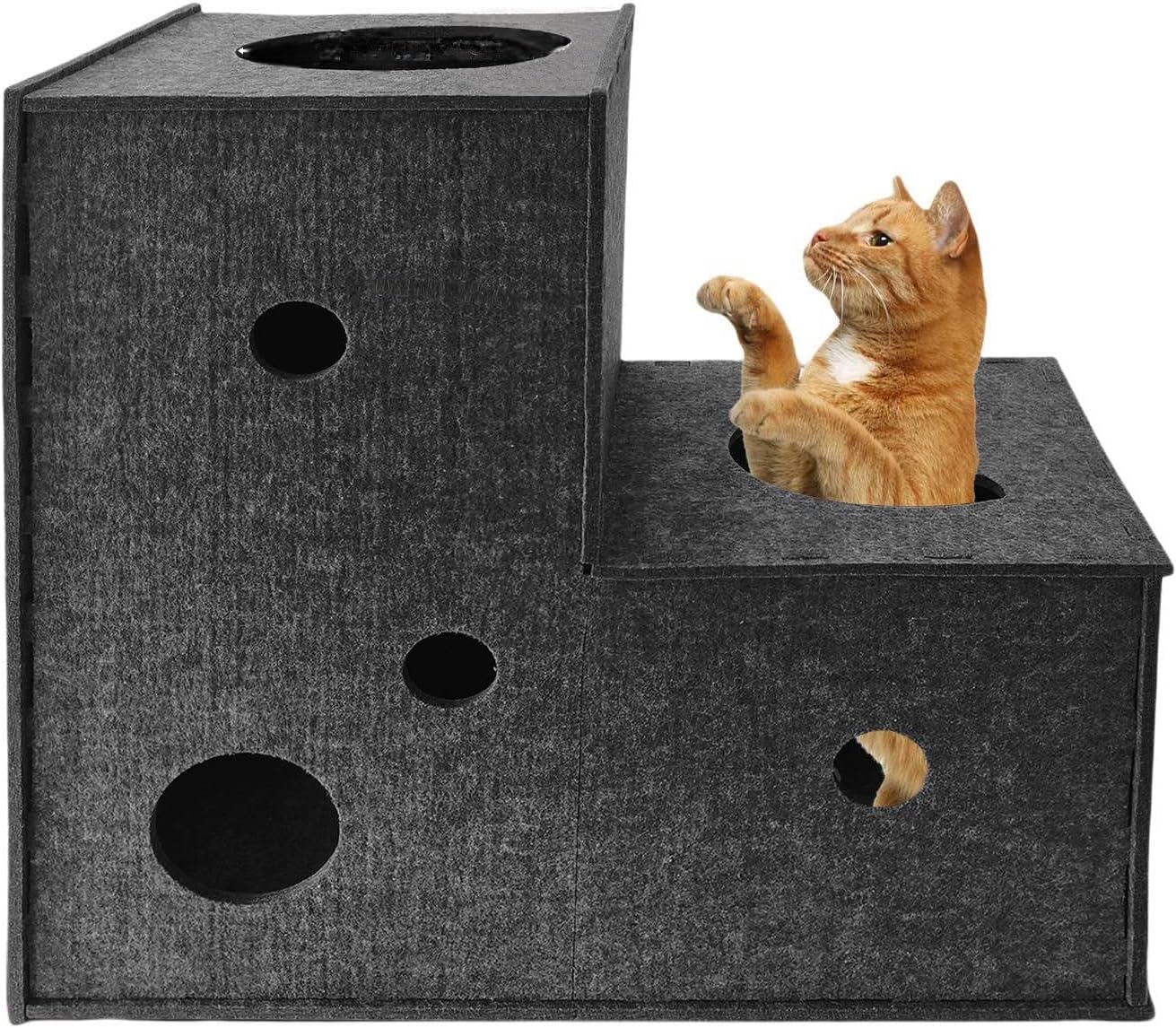 Homegroove Cat Tunnel for Indoor Cats - Large Felt L-Shape