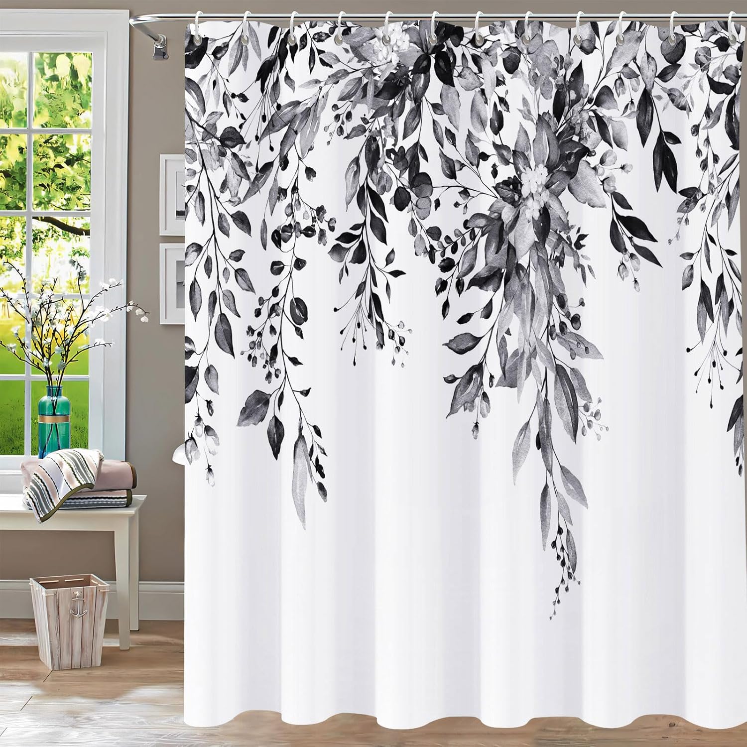Watercolor Leaf Shower Curtain Set 72x72 in - YiarTaan