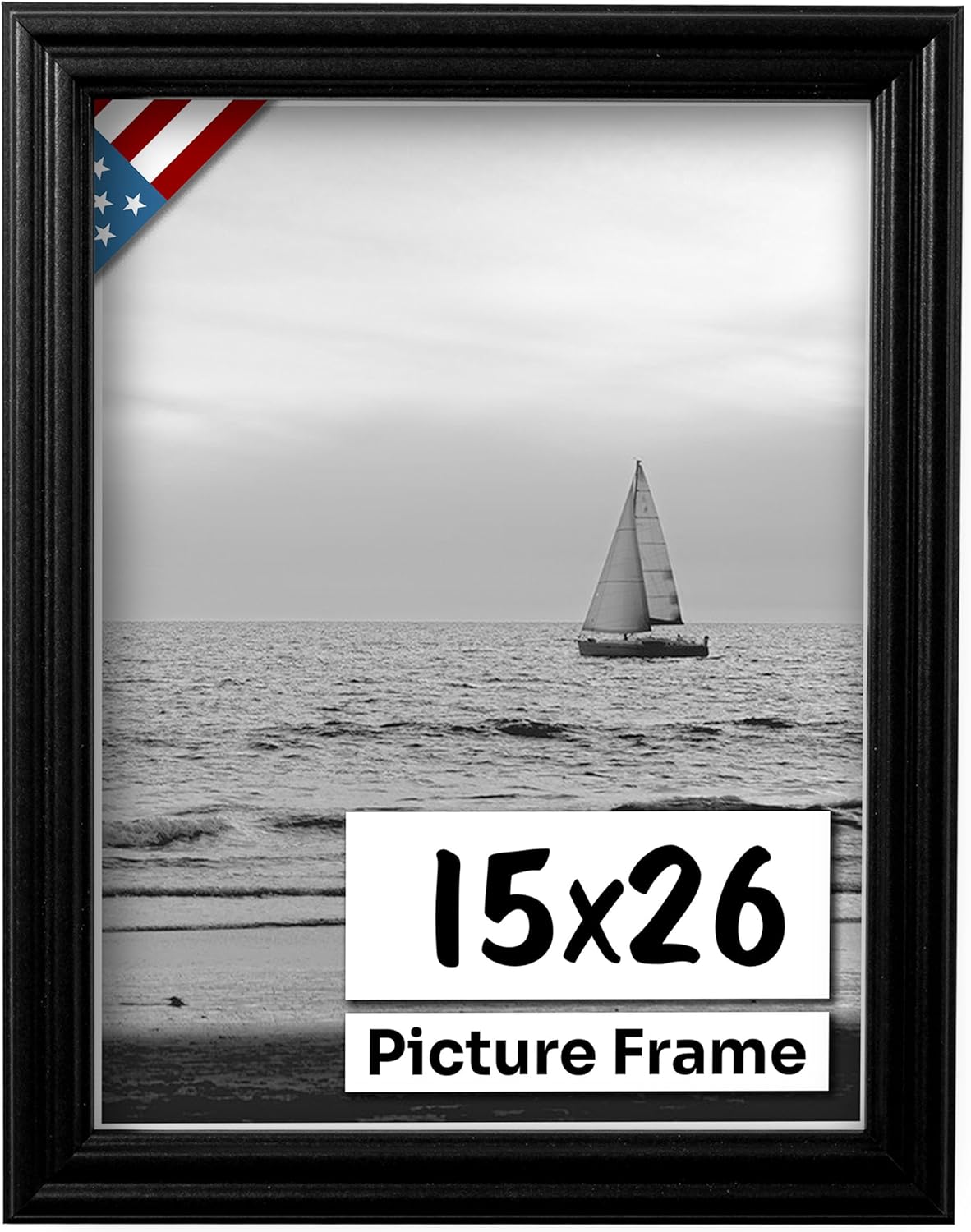 Black 15x26 Picture Frame with UV-Blocking Plexiglass for Art