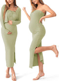Maternity Tube Dress 2-Piece Set - Comfortable Bodycon Maxi Dress