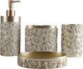 Hymmah Bathroom Accessories Set - Resin 4 Pc Golden Design