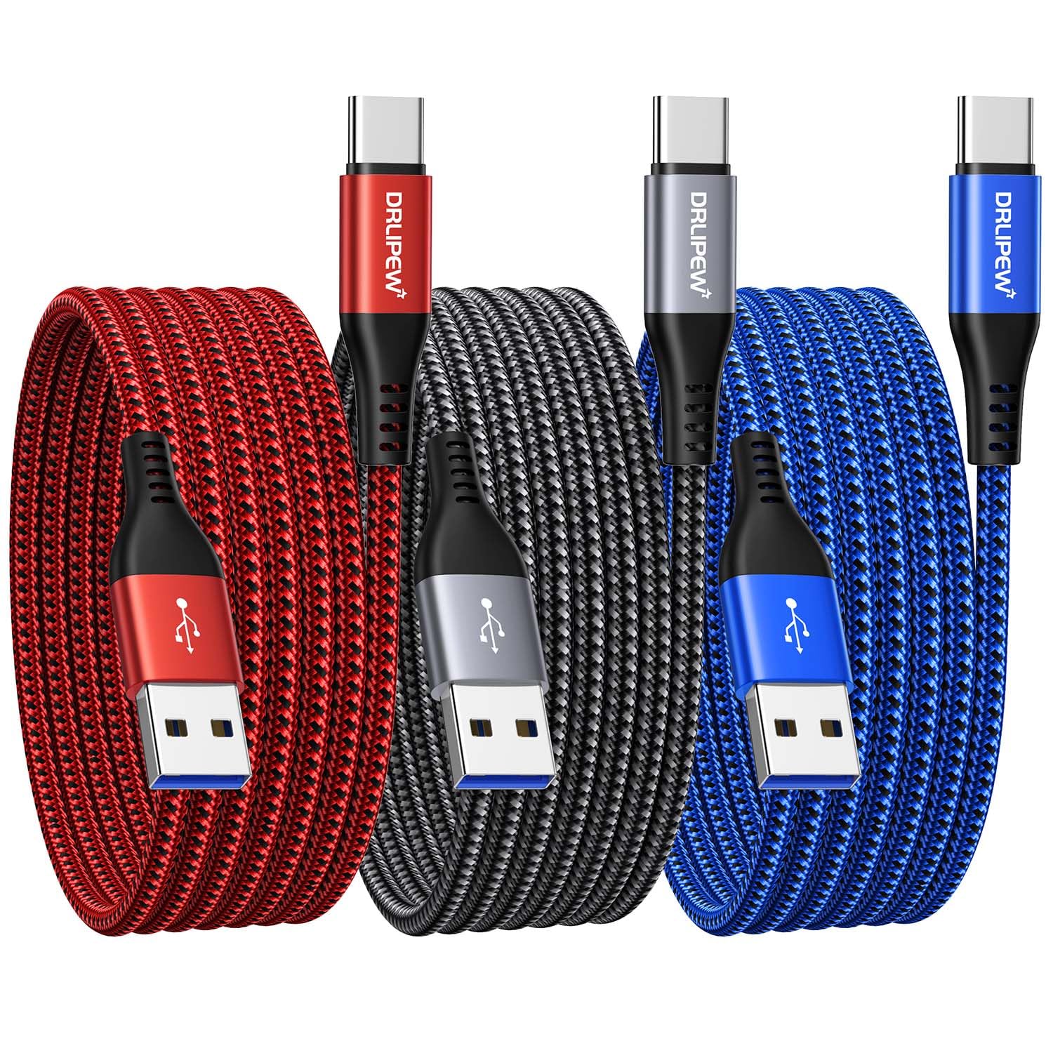 10ft Fast Charging USB C Cable 3Pack - Charge Anywhere!