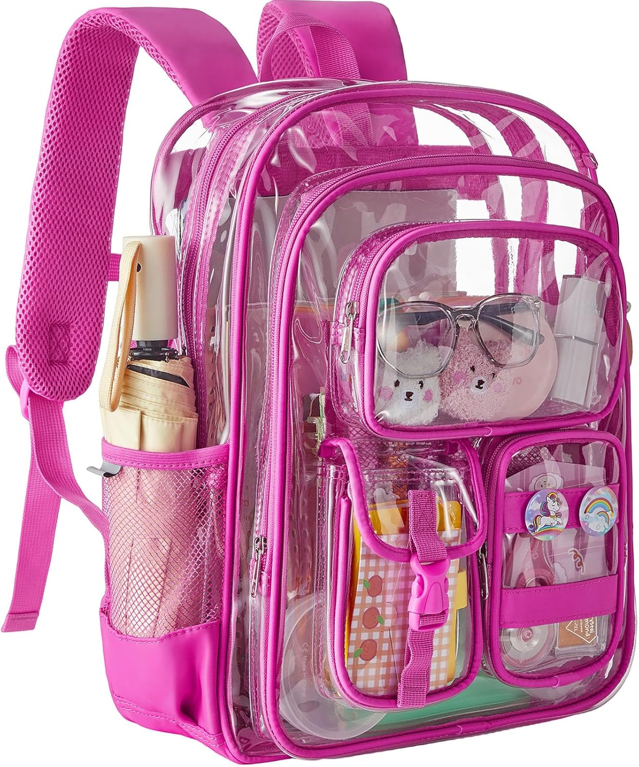 Red Clear Backpack for School, Travel, and Concerts - Durable Design
