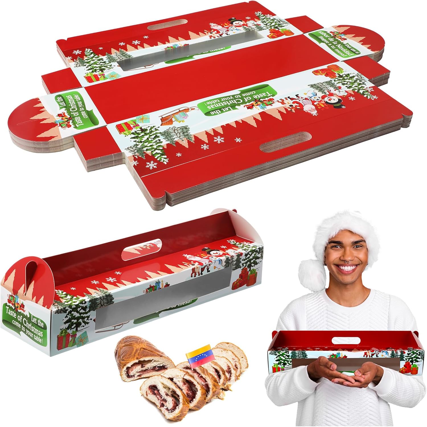 Cholemy 50 Pcs Christmas Ham Bread Boxes for Holiday Gifting