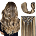 Clip in Hair Extensions Highlight Chocolate Brown to Caramel Blonde