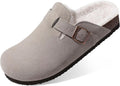 Fuzzy Suede Clogs with Fur Lined Cork Footbed - Cozy Winter Mule