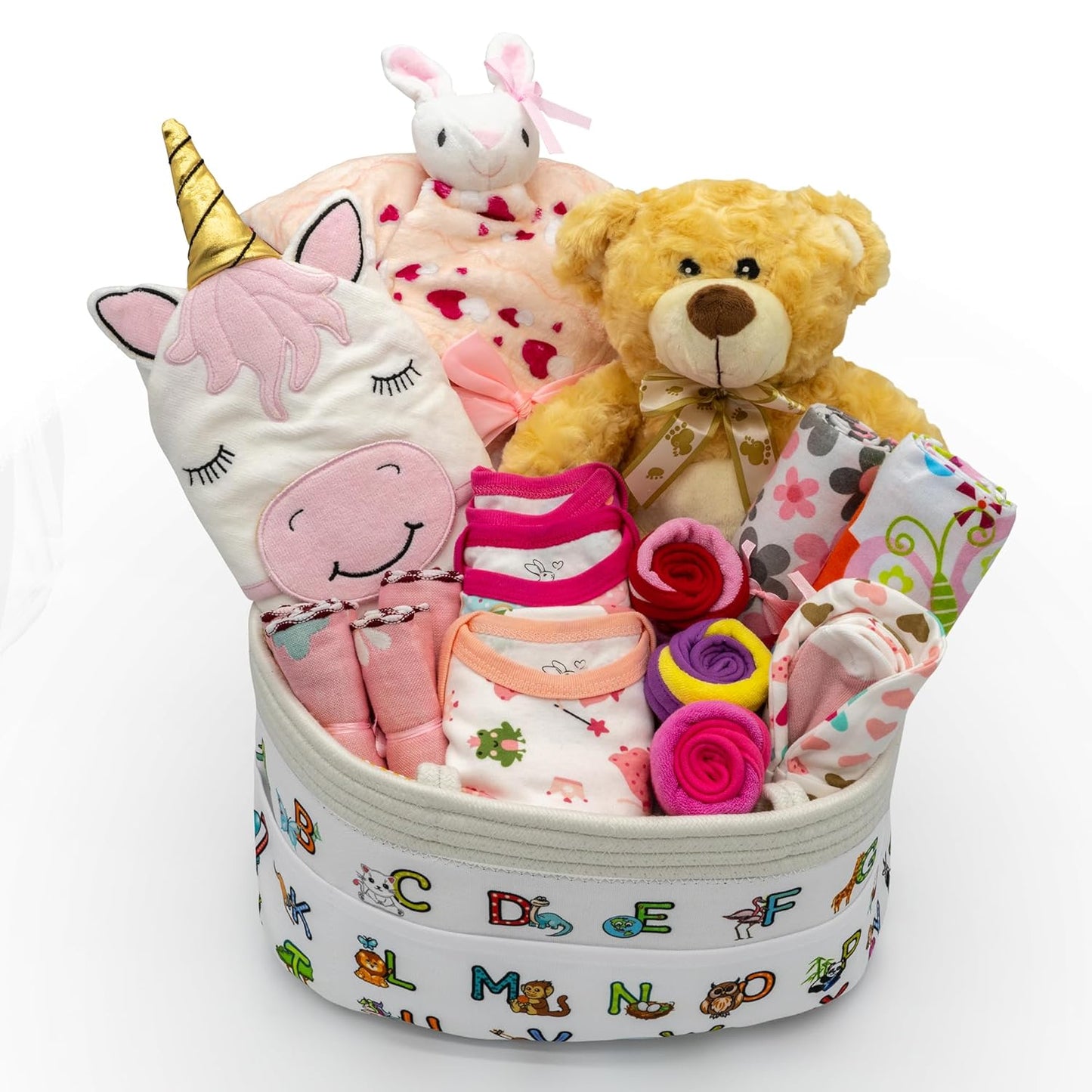 Joyful Arrival Deluxe Baby Girl Gift Basket for Newborns