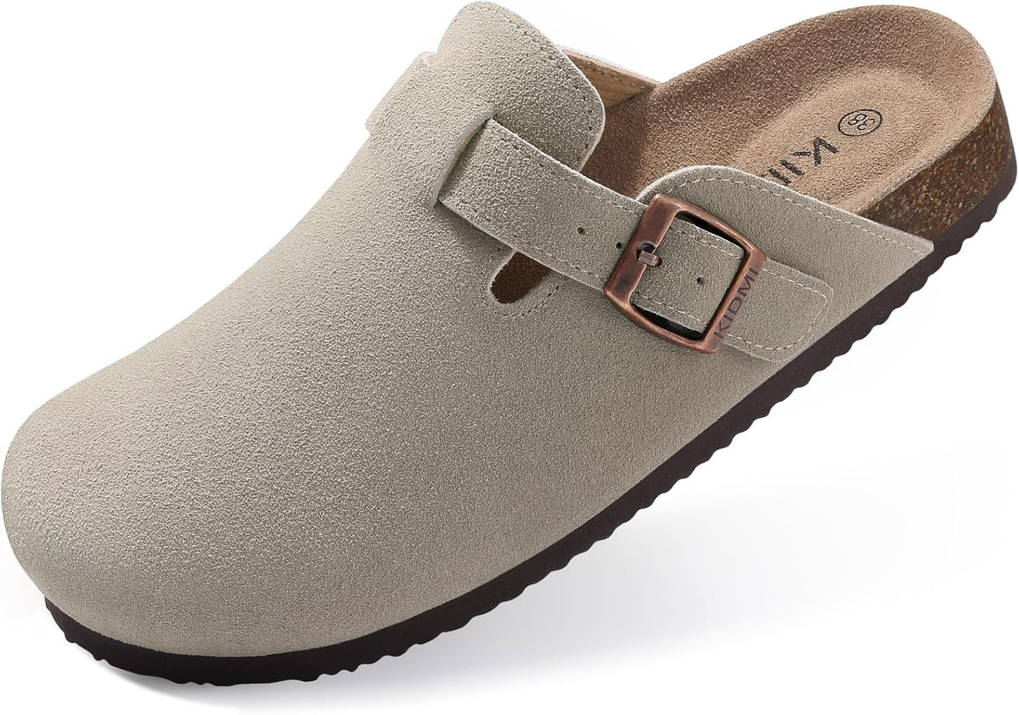 KIDMI Women's Genuine Suede Clogs with Arch Support for Comfort