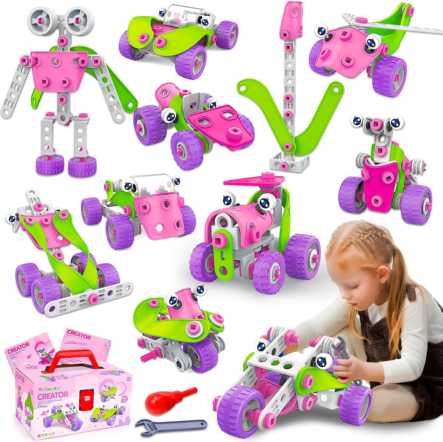 Pink STEM Building Toy for Creative Girls